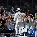Second placed Valtteri Bottas (FIN) Williams celebrates in parc ferme.\nFormula One World Championship, Rd9, British Grand Prix, Race Day, Silverstone, England, Sunday 6 July 2014.\nBEST IMAGE